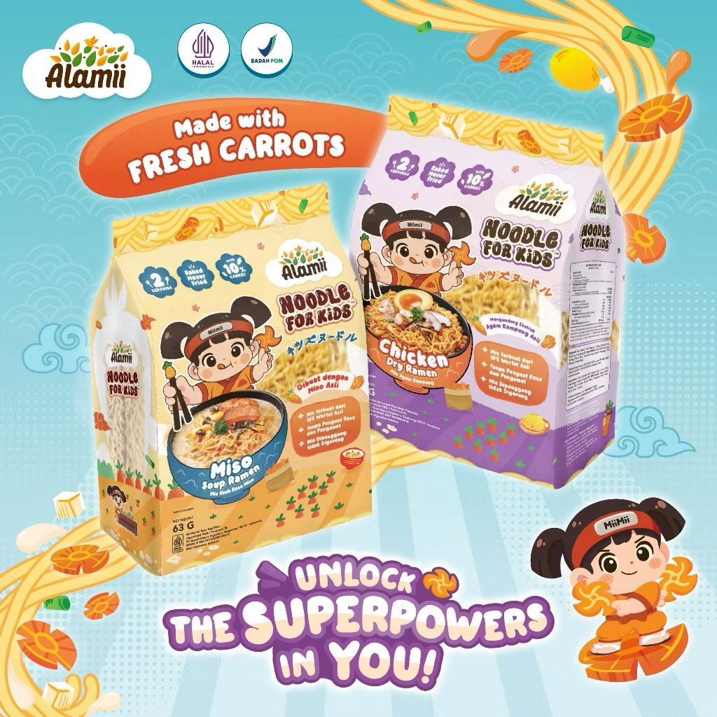

Alamii Noodle For Kids Miso Soup Ramen & Chiken Dry Ramen