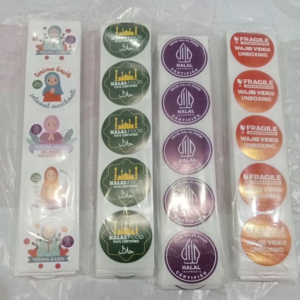 

stiker thank you/terimakasih/halal isi 100 / Stiker Thank you isi 100 / Stiker halal dan unboxing