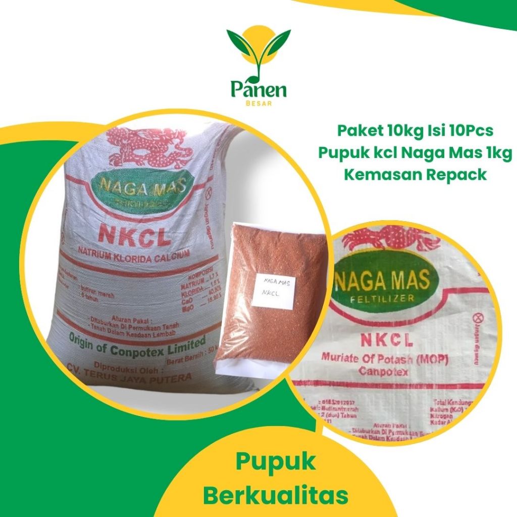 [Harga Grosir] Paket 10kg isi 10pcs Pupuk kcl Naga Mas 1kg Kemasan Repack