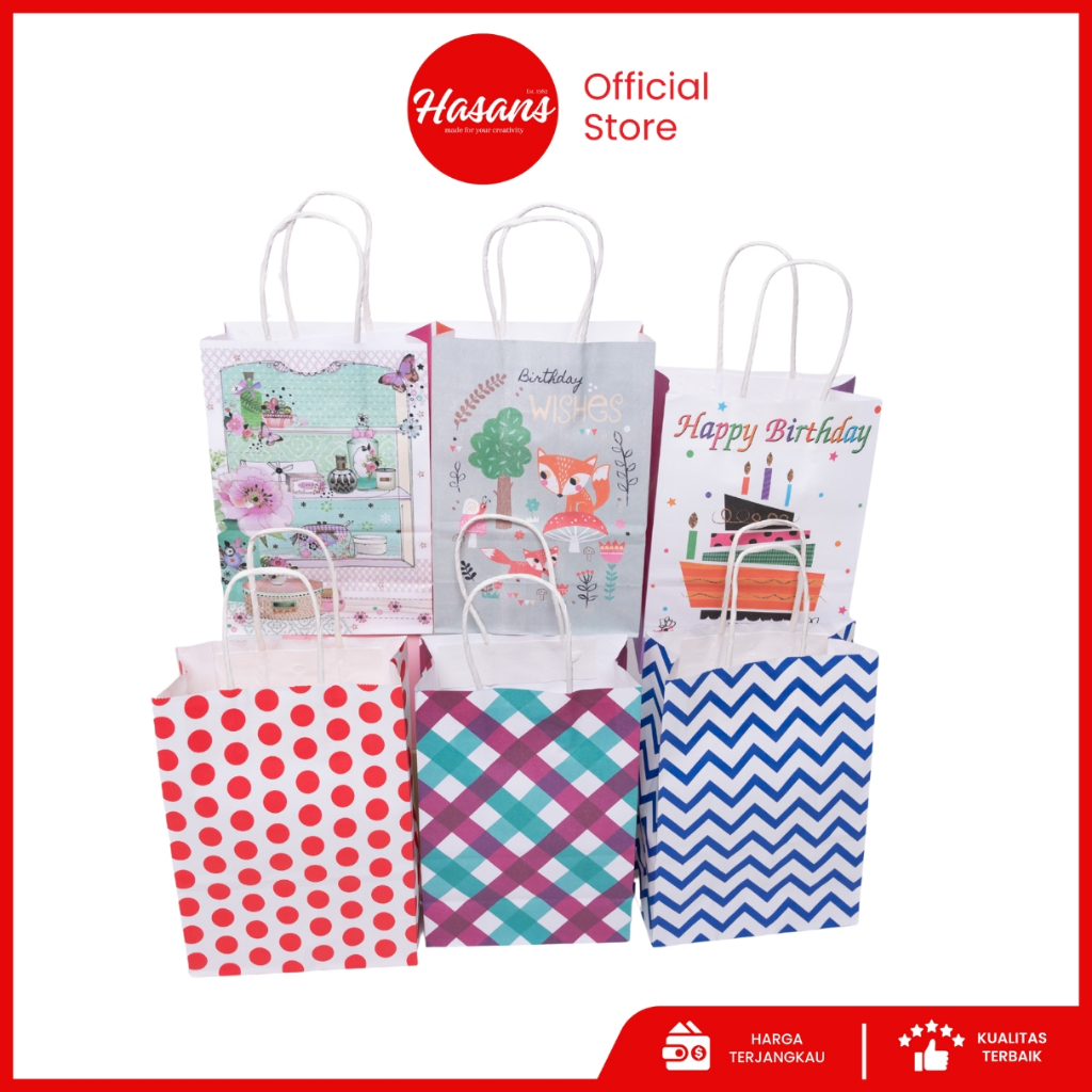

[12 Pcs] Paper Bag Motif / Tote Bag / Shopping Bag / Hand Bag Kertas Motif / Tas Kraft Kertas Motif / Kantong Krts Motif