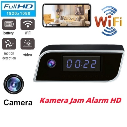 【Pengiriman Cepat】Kamera Mini 1080P WIFI Hidden Spy Camera Clock CCTV Mini Model Jam Meja