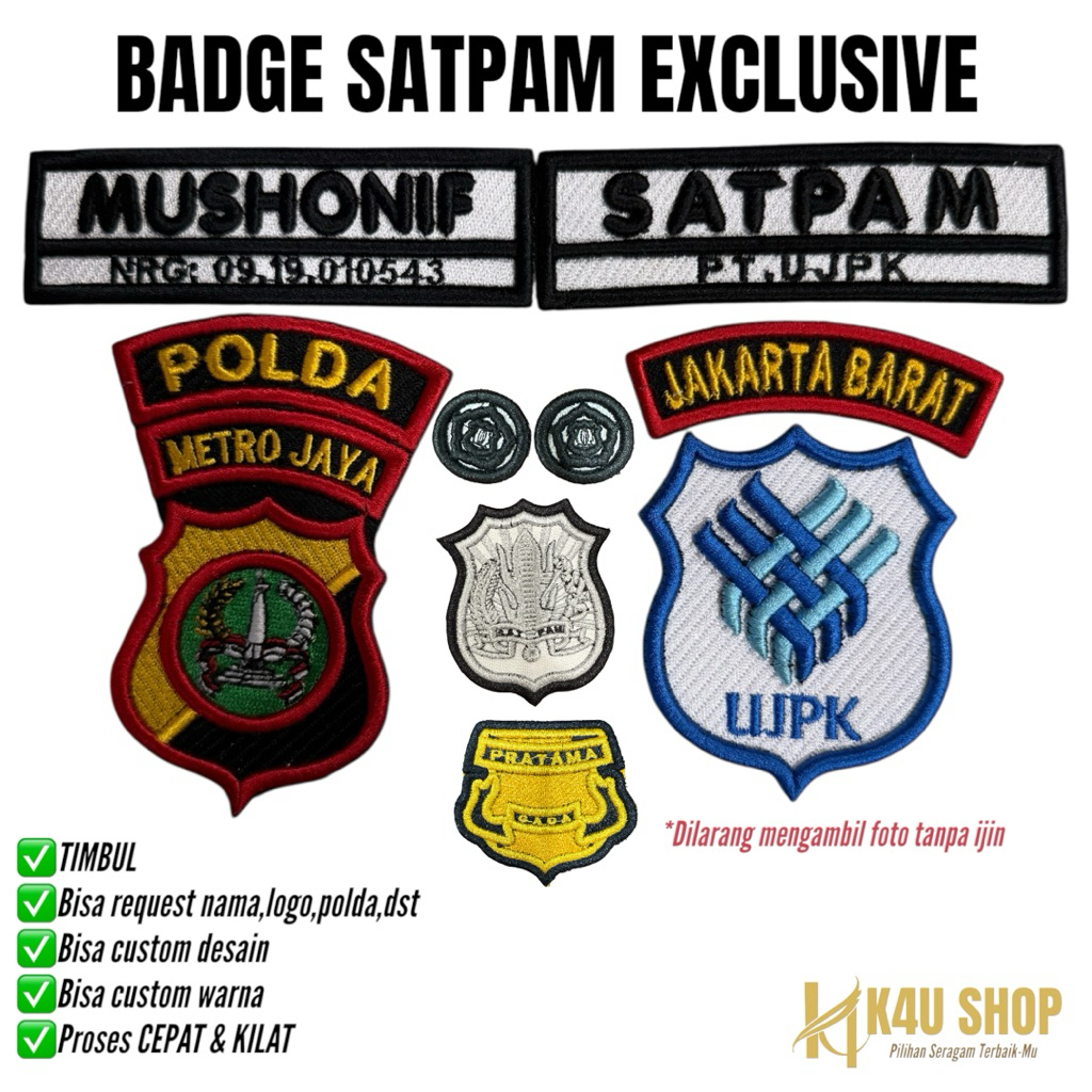 Atribut Satpam Bordir Timbul Satpam Badge Satpam Bordir Timbul 3D Exclusive Khusus Satpam