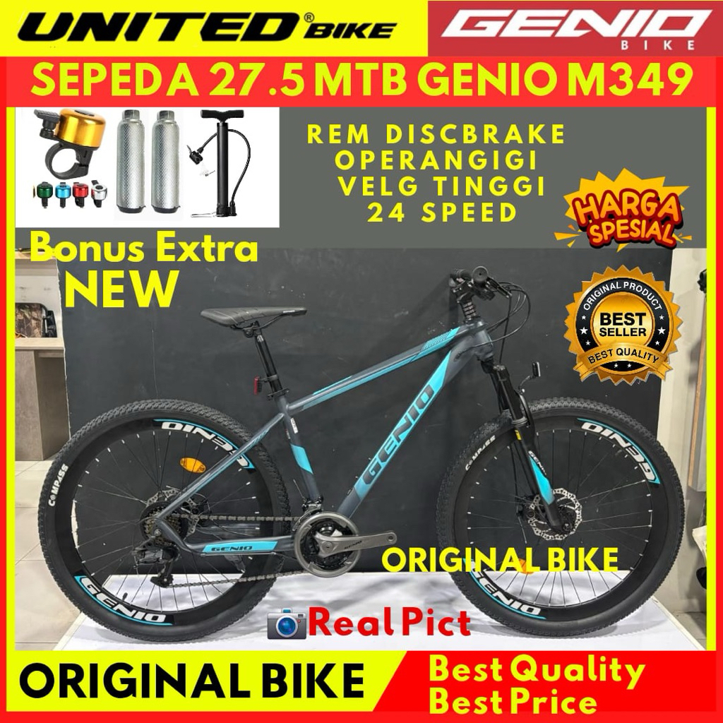 Sepeda Gunung MTB 27.5 GENIO M349/M3411 By United Rem Discbrake Terbaru
