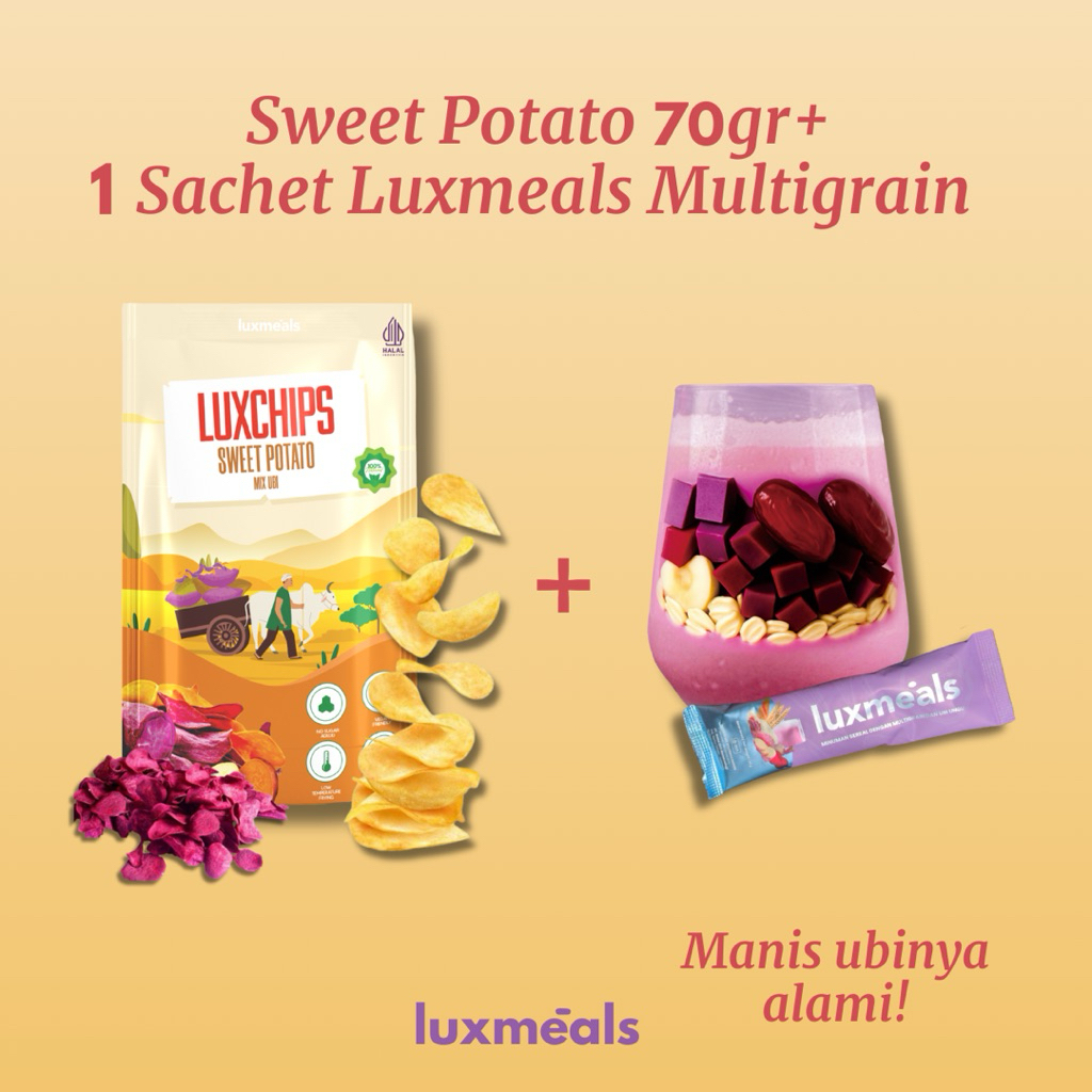 

VALUE PACK Luxchips Cemilan Sehat 70gr dan 1 Sachet Luxmeals Multigrain 30gr