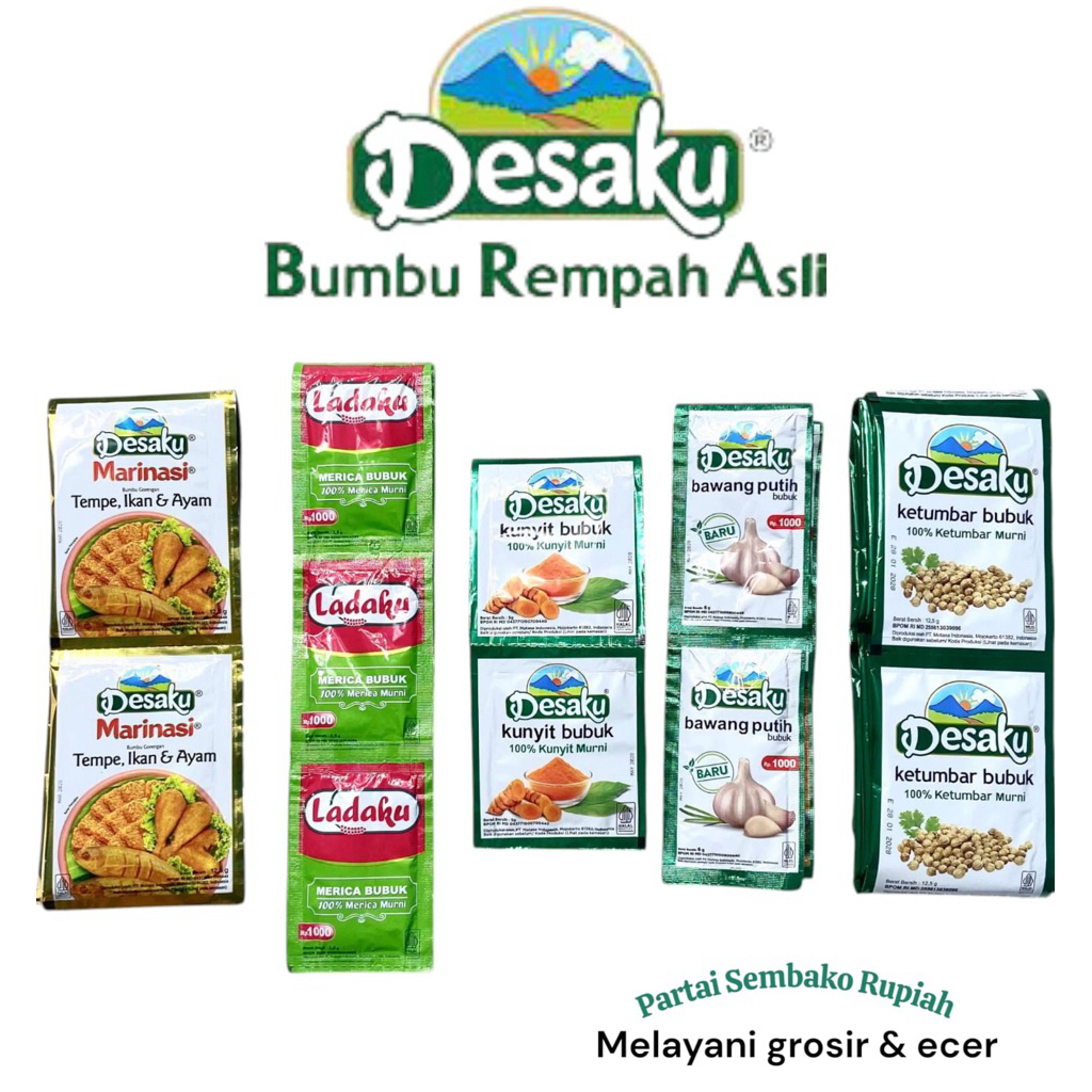 

Desaku Bumbu Dapur Instan Renceng Siap Pakai Halal Murah dan terlaris no 1