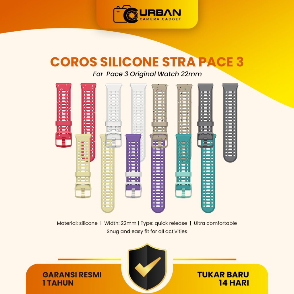 Coros Silicone Strap Band Pace 3 Original Watch 22mm / Strap Coros Pace 3