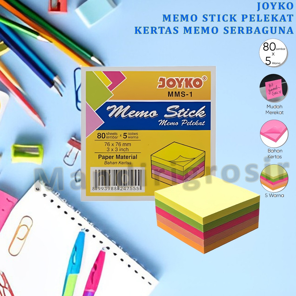 

Memo Stick Pelekat * Joyko * Kertas Memo 5 Warna * 80set MMS-1