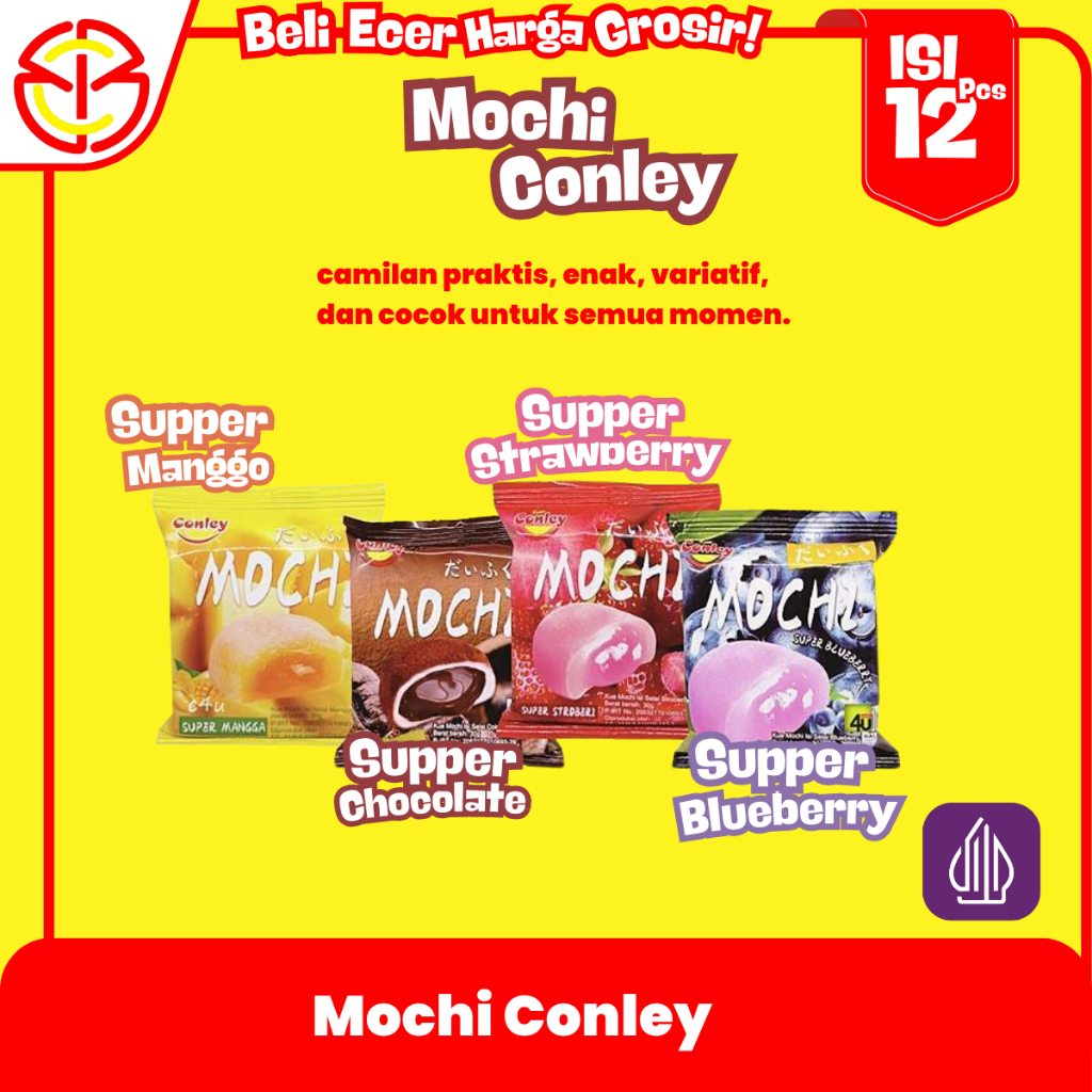 

Mochi Conley Isi 12 Pcs Aneka Rasa Coklat Stroberi Mangga Lembut Kenyal Enak Snack Murah viralh