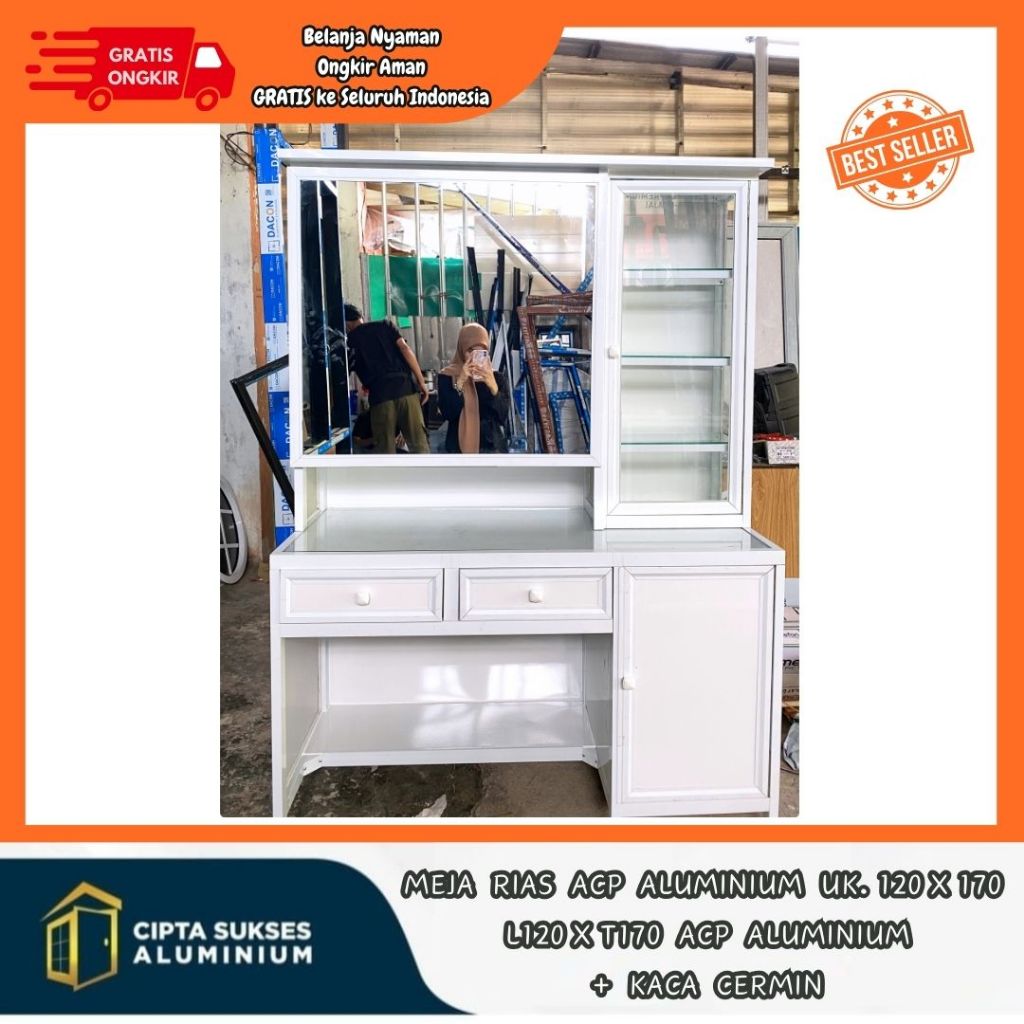 meja rias acp aluminium ukuran 120x170 terbaru csa bergaransi meja rias aluminium acp modern minimal