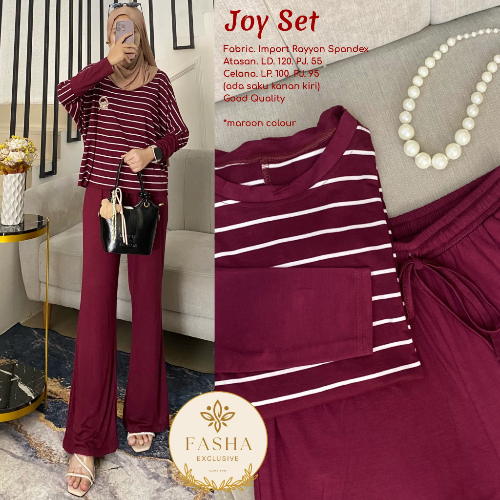 Fasha - Joy Set | Setelan Pakaian Wanita Kekinian Jumbo Fab. Rayon Spandex Adem