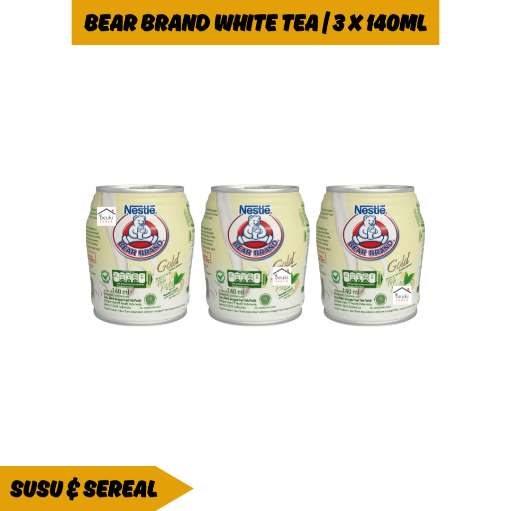 

3PCS Bear Brand Gold White Tea Sumber Kalsium dengan Sari Teh Putih