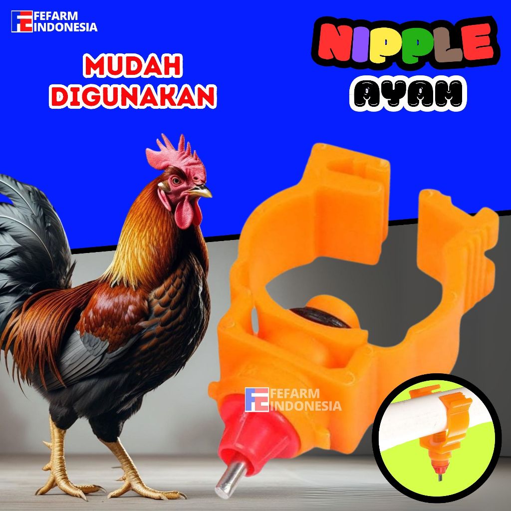 Nipel A3 Nepel Nipel Nipple Tempat Minum Ayam Petelur Broiler Layer Oranye FEFARM