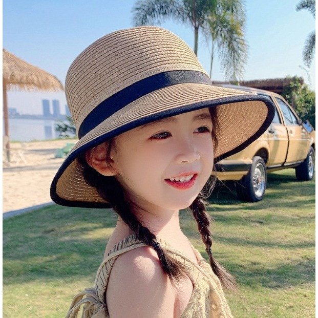 MOMMERESELLER - Topi Anyaman anak cewek / Topi pantai anak cewek