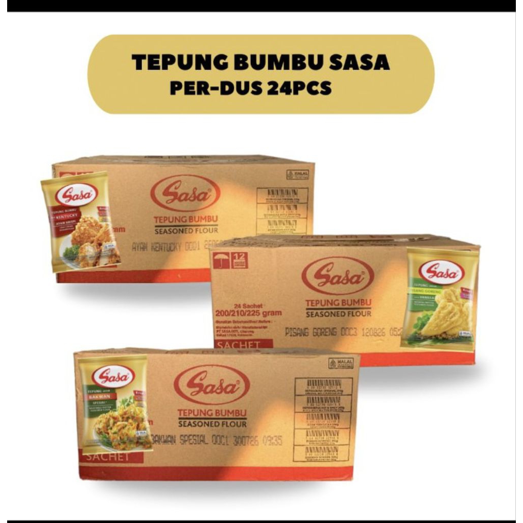 

CUCI GUDANG TEPUNG BUMBU SASA PER KARTON/DUS I PISANG I BAKWAN I KENTUCKY 225gr