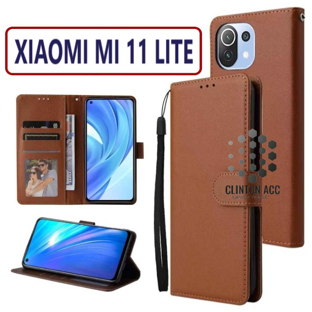 CASE HP XIAOMI MI 11 LITE FLIP WALLET LEATHER DOMPET KULIT SOFTCASE PREMIUM FLIP COVER SARUNG BUKA T