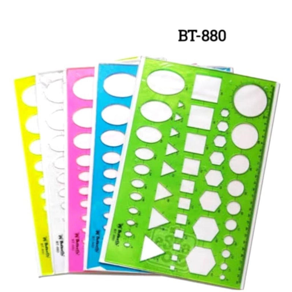 

BUTTERFLY BT880 GEOMETRY RULER PENGGARIS BANGUN DATAR BESAR UNTUK CETAK BENTUK MATEMATIKA