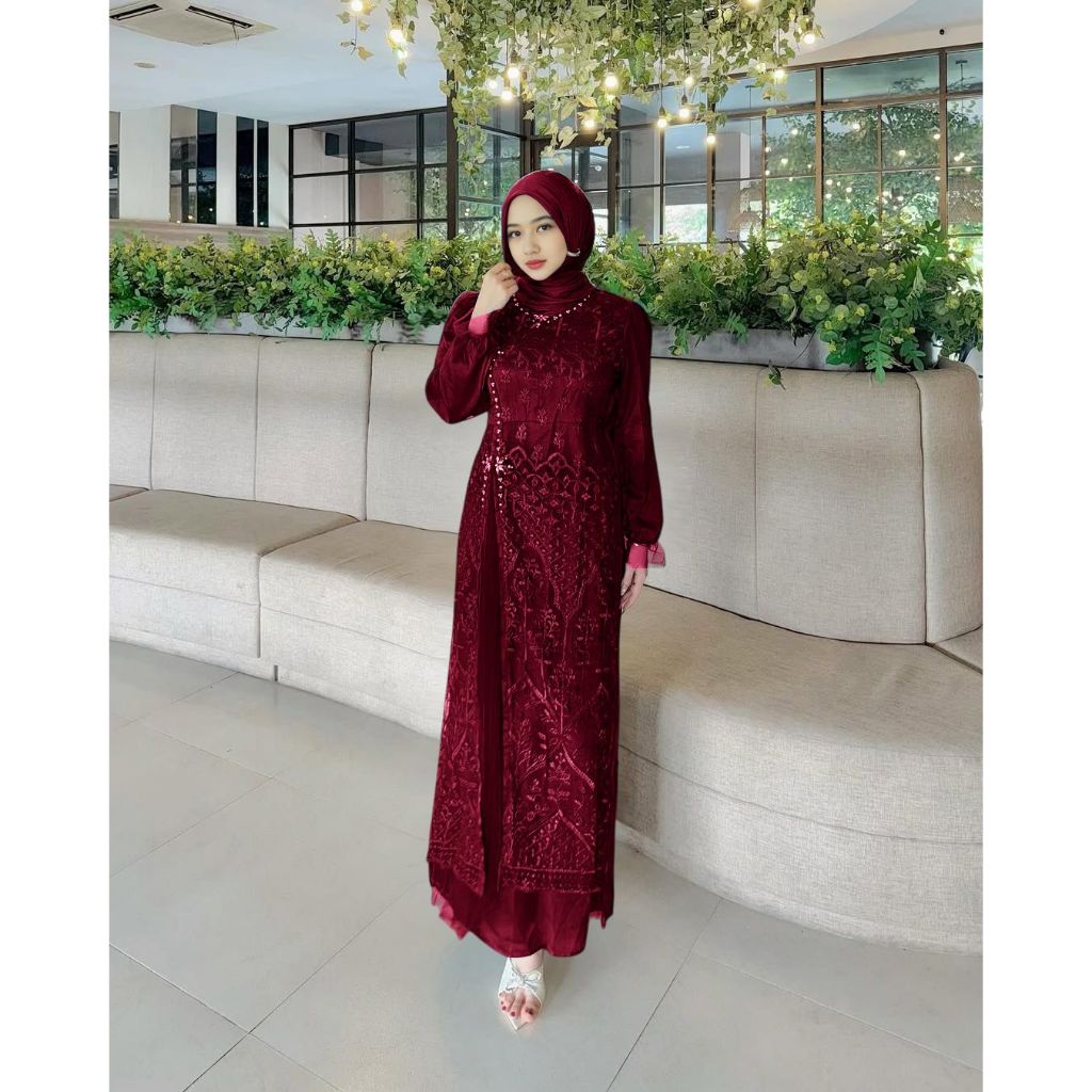 Gamis Wanita Hamis Dres Dress Premium Rompi Baju Set Hijab Games Idul Fitri Ld 100 110 120 Hijabers 