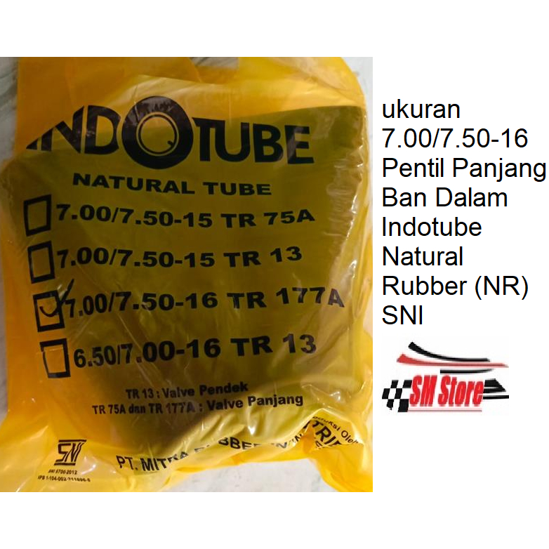 INNER TUBE SNI 7.00/7.50-16 700 750 RING 16 RADIAL 16 Pentil Panjang Ban Dalam Mobil Truk Heavy Duty