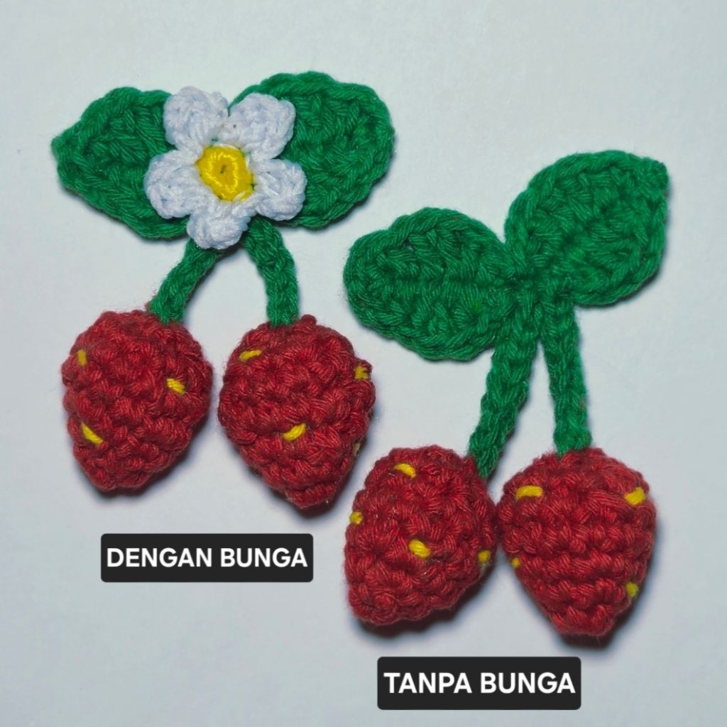 Aplikasi Rajut Strawberry 3D Bunga Manual Crafting