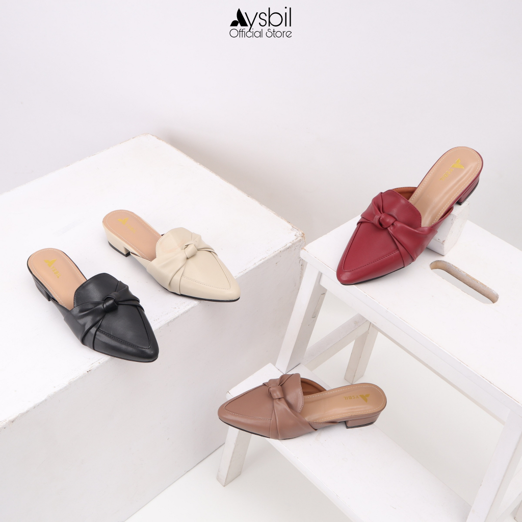 Sepatu Sandal Wanita Mules Model Korea Kulit Hak 3cm - AYSBIL Nadhera
