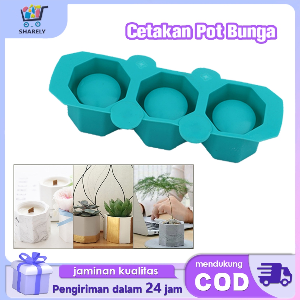 Cetakan Pot Tanaman Sukulen 3 Lubang Cetakan Pot Bunga Semen Silikon Mini Mold Pot Tanaman Sukulen