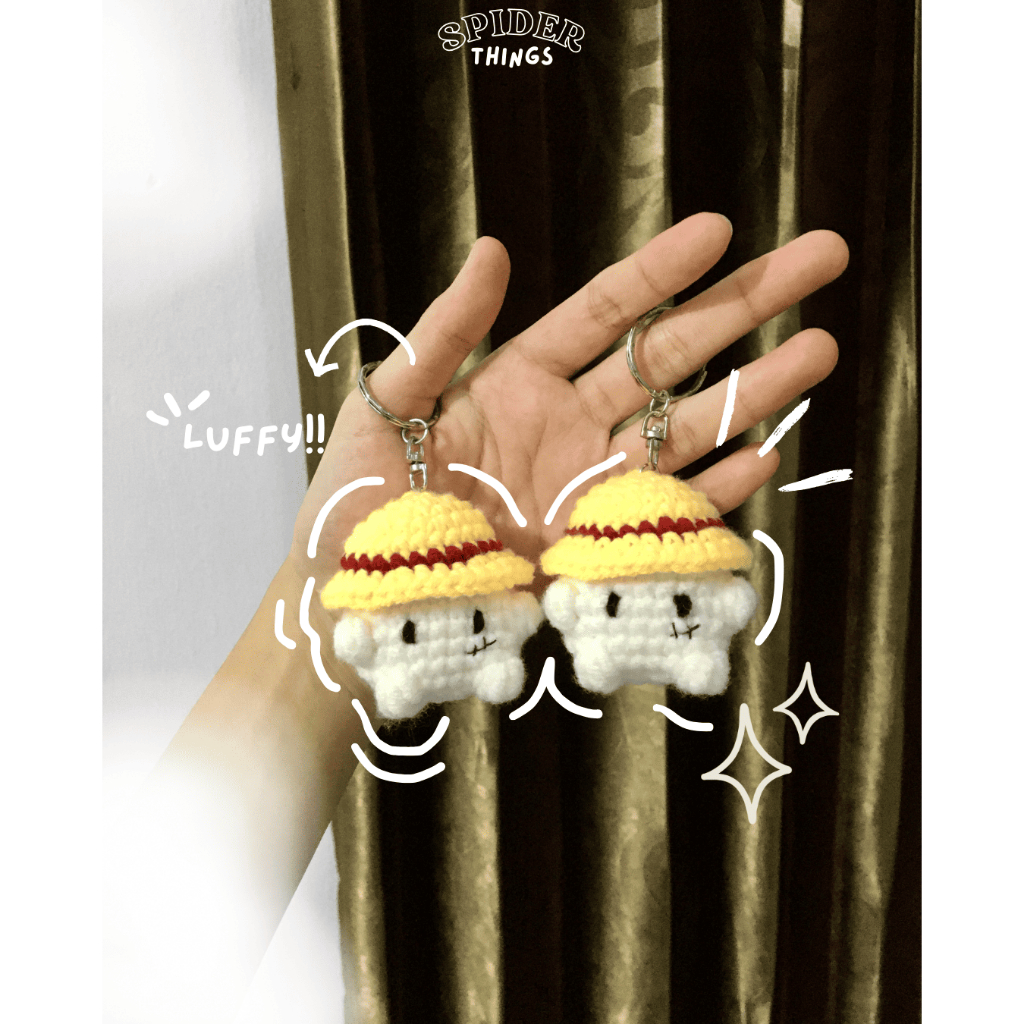 crochet keychain character luffy/ ganci rajut luffy (hanmade)
