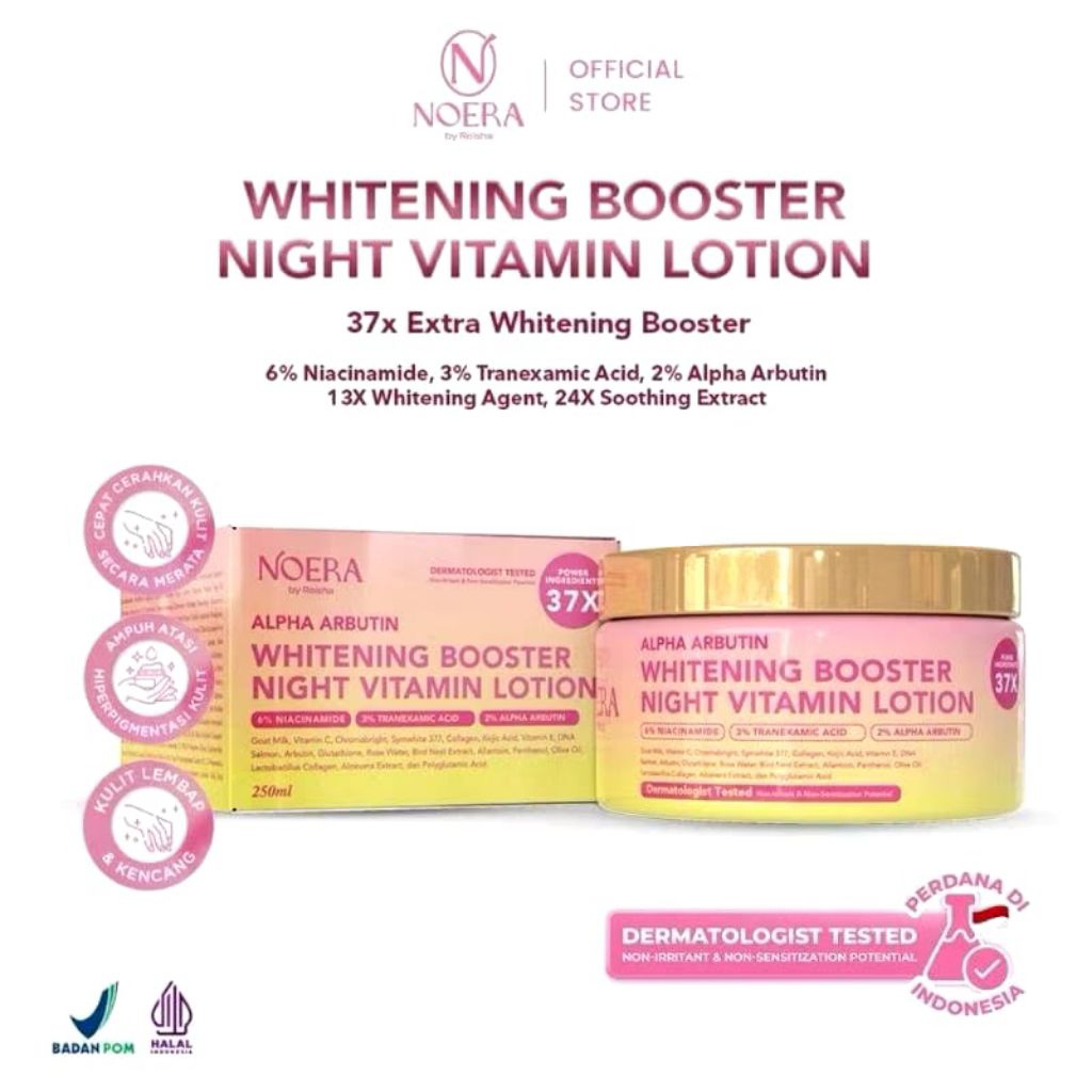 Noera Whitening Booster Night Vitamin Lotion | Lotion Pencerah Kulit | Whitening Booster