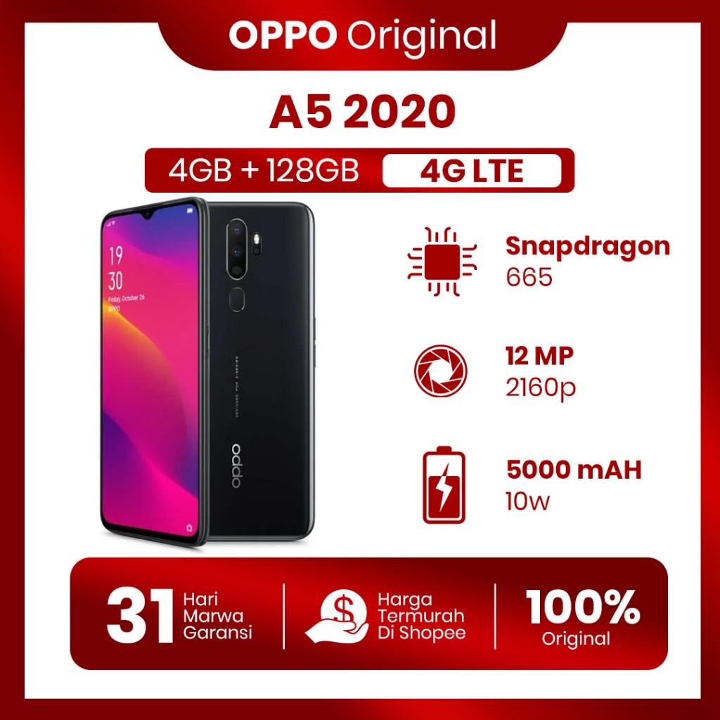 Oppo A5 2020 4/128GB FullSet Original Second Garansi 100% Normal Tanpa Kendala
