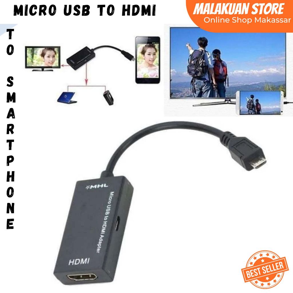 Micro USB to HDMI MHL Adaptor for Smartphone / Kabel Penghubung HP ke TV