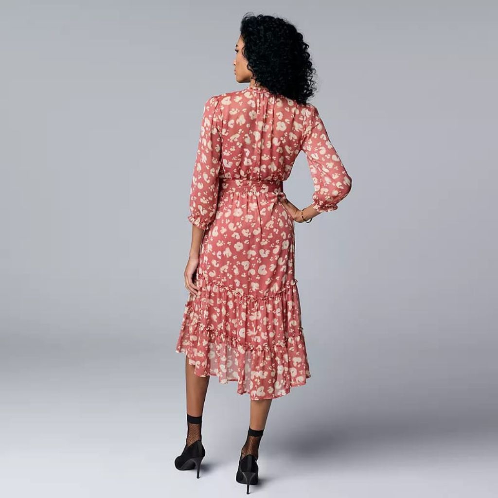 Simply Vera Vera Wang High-Low Tiered Midi Dress gaun branded wanita