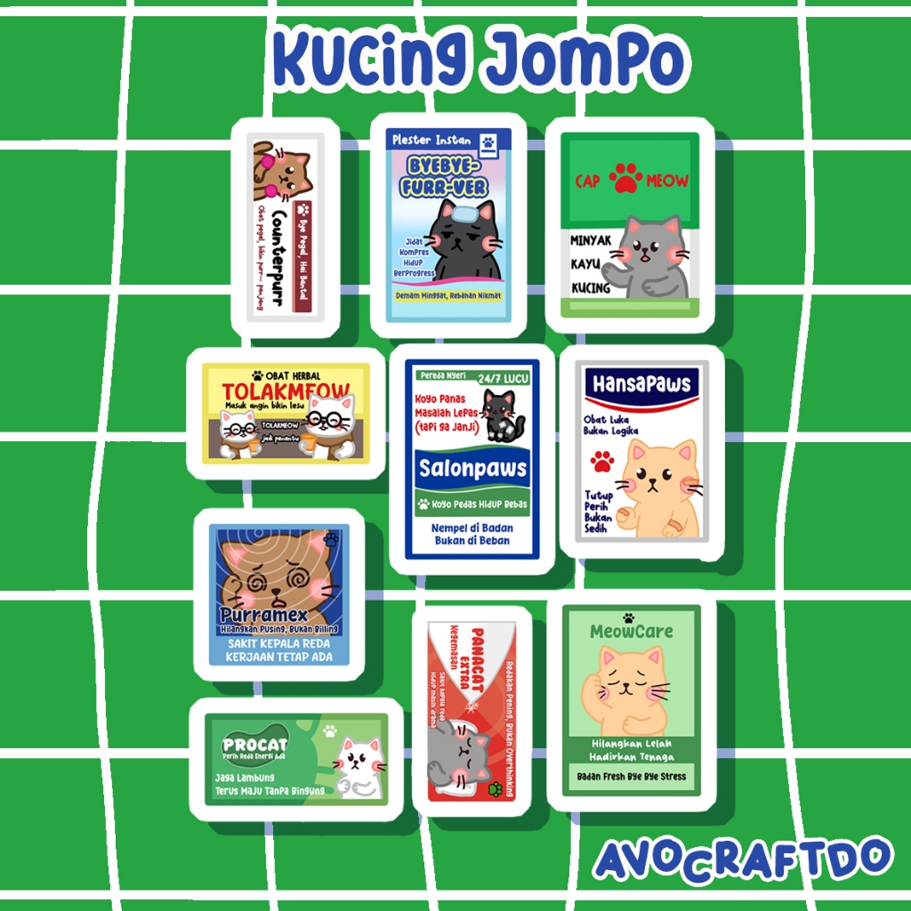 

[ AVOCRAFTDO ] Sticker Pack Kucing Jompo die cut