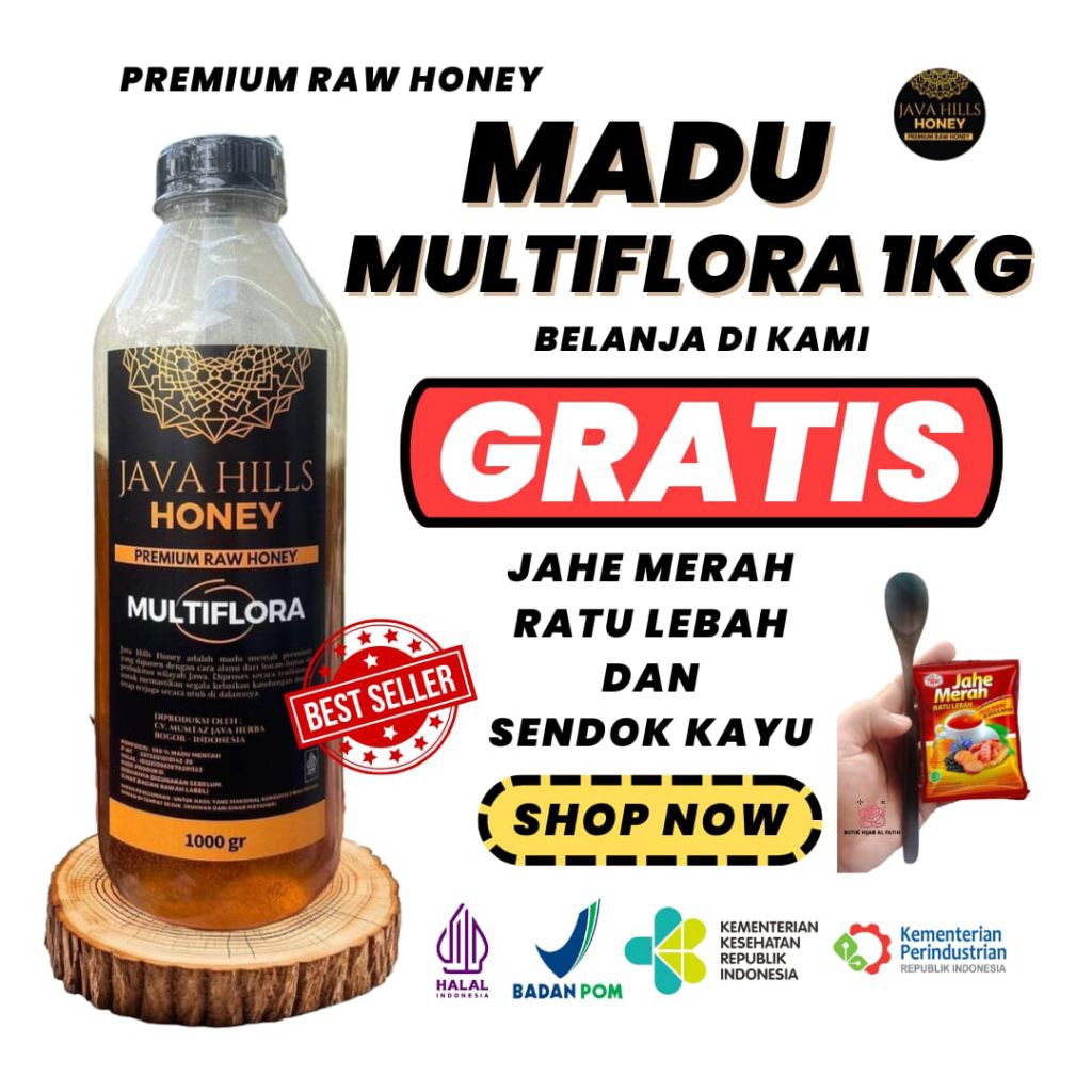 

Original JavaHills Honey Madu Murni100% Asli Multifora Menurunkan Panas Batuk dan Menjaga Stamina1kg