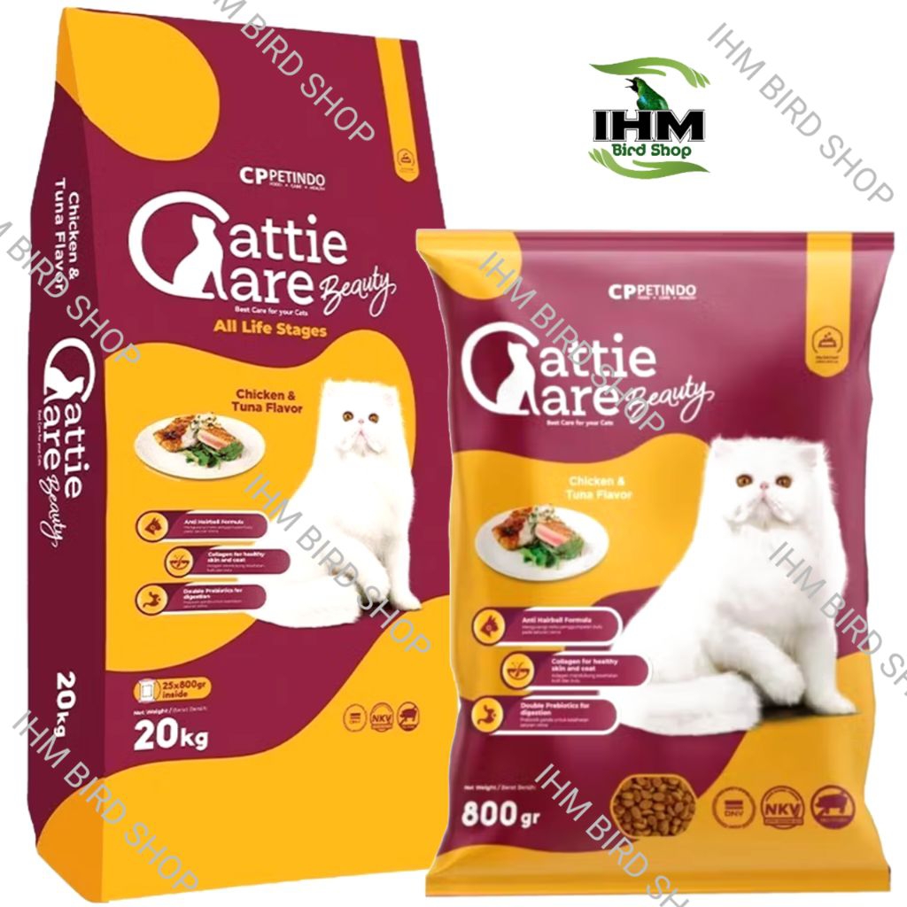 IHM - Cattie Care Beauty Chicken & Tuna Flavor Cat Food 800gr Fresh Pack CP Petindo Pakan Kucing Adu