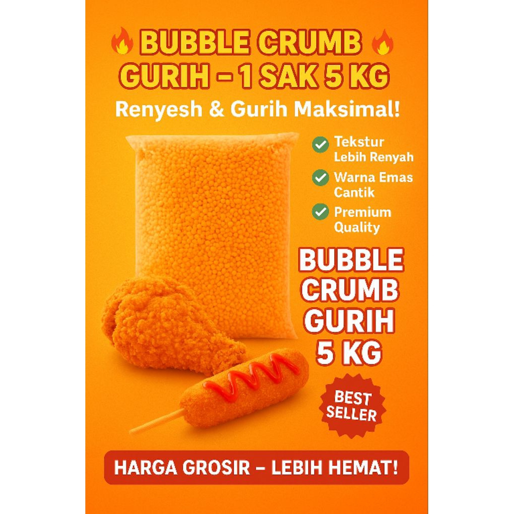 

Bubble Crumb Premium 5Kg – Tepung Roti Gurih Hemat Harga Grosir