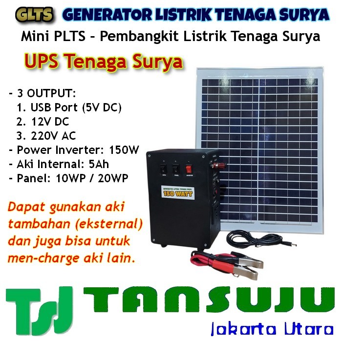 Mini Genset Generator Solar Cell Lighting System Power Generator Solar Cell Dual OutPut AC 220V dan 