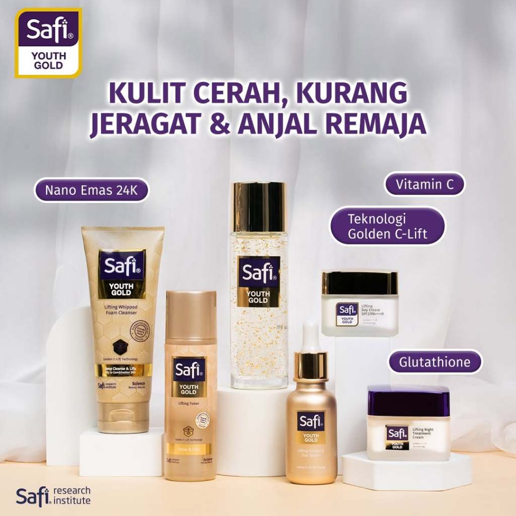 Paket Skincare Safi Malaysia Gold Anti Penuaan Flek Bintik Hitam kulit kusam