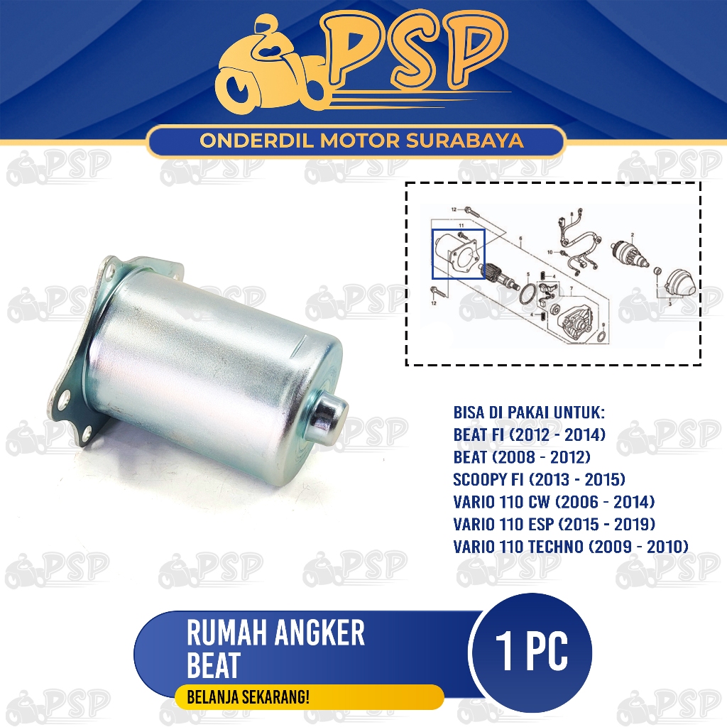 Rumah Angker Dinamo Stater Beat - Tutup Cover Anker Magnit Dynamo Starter Honda Beat FI Vario 110