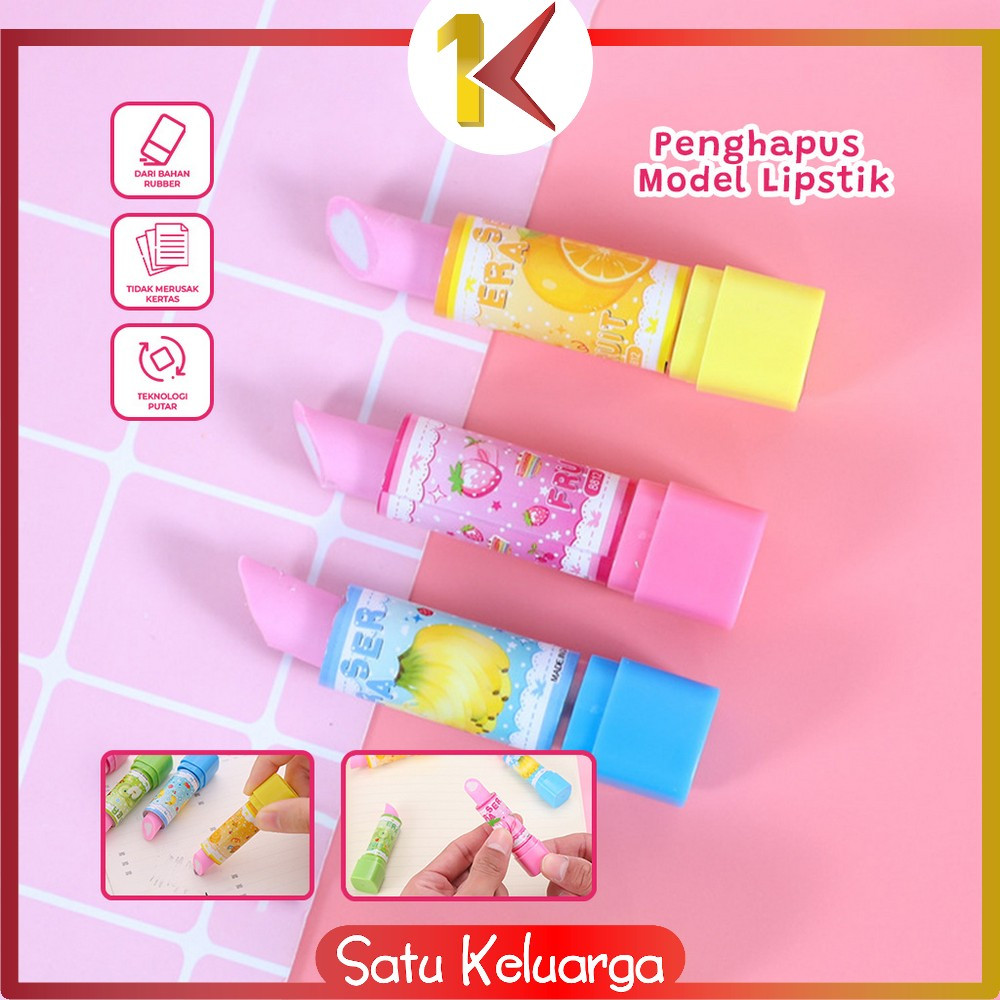 

EC SK-A70 Penghapus Model Lipstik Karakter Buah Random / Penghapus Pensil Eraser Buah Warna Warni Lucu / Penghapus Pensil Eraser Fruits Import
