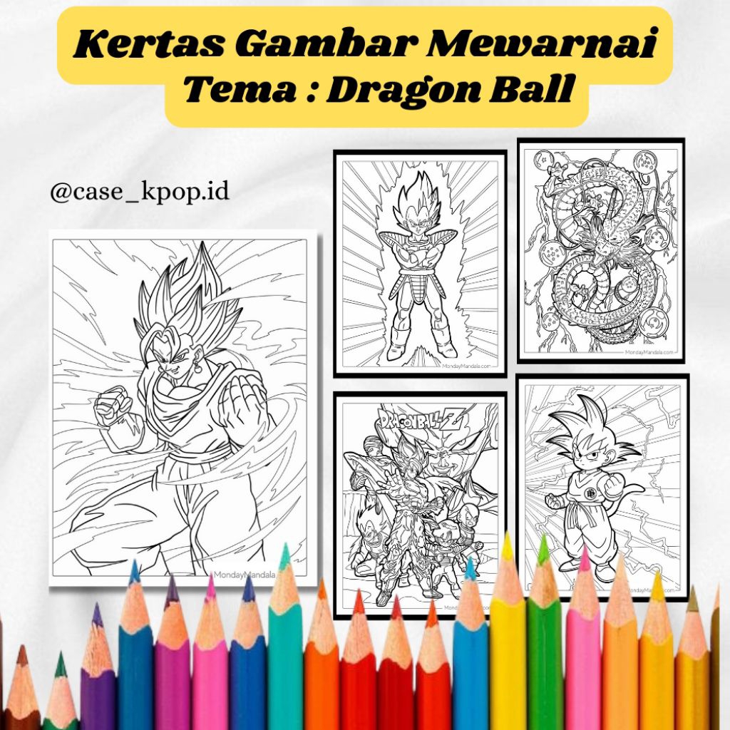 

20 LEMBAR KERTAS MEWARNAI ANAK TEMA DRAGON BALL (READY LANGSUNG KIRIM)