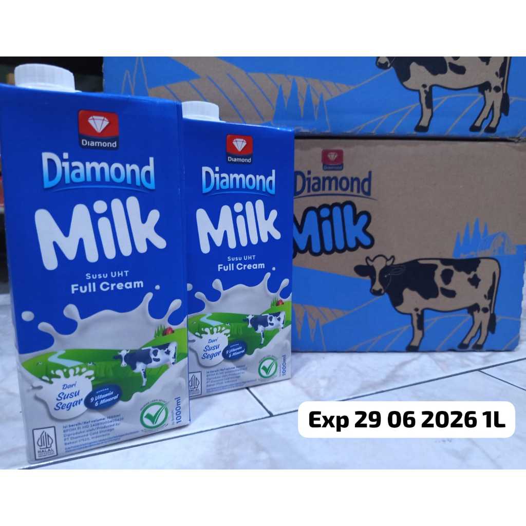 

susu UHT diamond full cream plain 1ctn / 1 dus