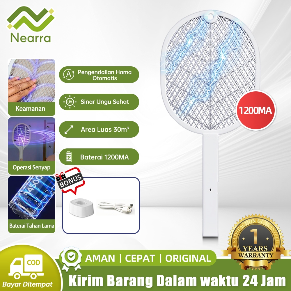 Raket Nyamuk Listrik Standing / Raket Nyamuk Elektrik Cas Ori Tahan Lama Murah Awet Charger Usb 3 in