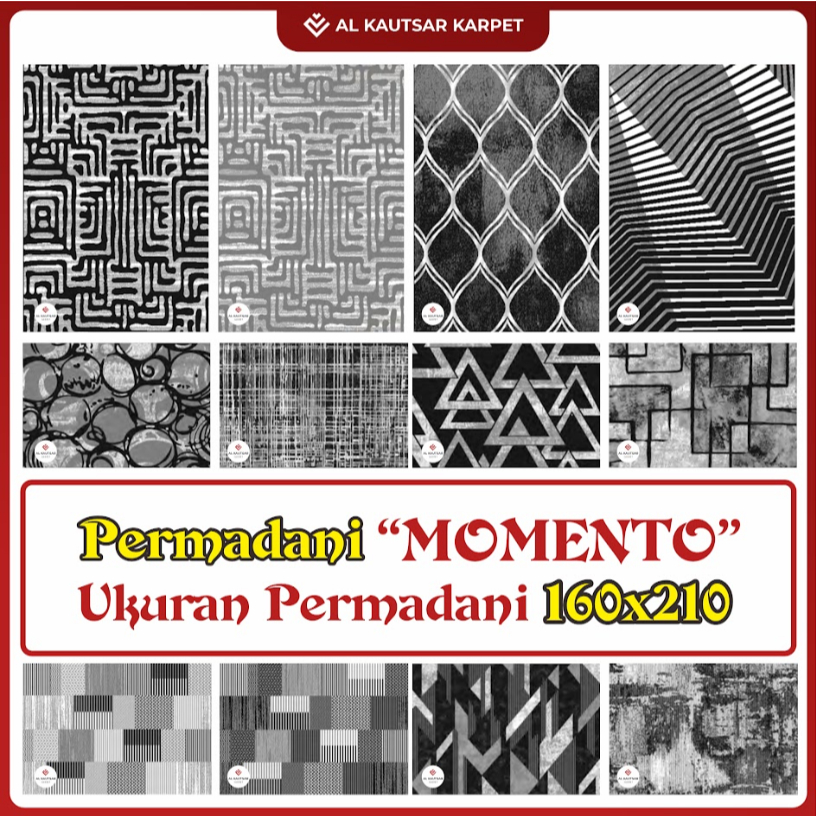 ALKAUTSAR Karpet Permadani Merk Momento Monochrome  Ukuran 160 x 210 cm
