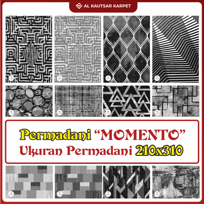 ALKAUTSAR Karpet Permadani Momento Monochrome  Ukuran 210 x 310 cm