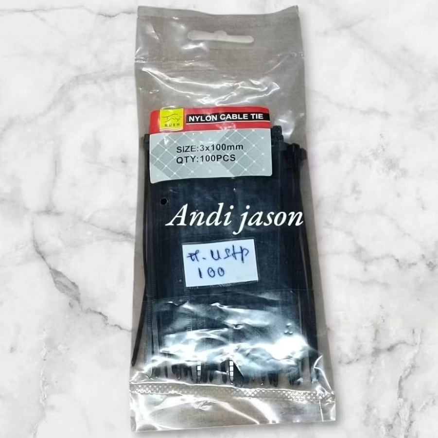 

KABEL TIE RUSH HITAM PANJANG 100MM TEBAL 3MM ISI 100PCS