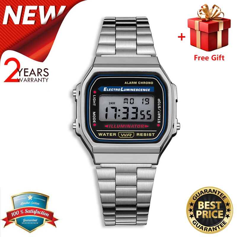 [FREE GIFT] Jam Tangan Pria GShock Sports Watches A168 Jam Tangan Jam Tangan Rantai Pria Jam Tangan 