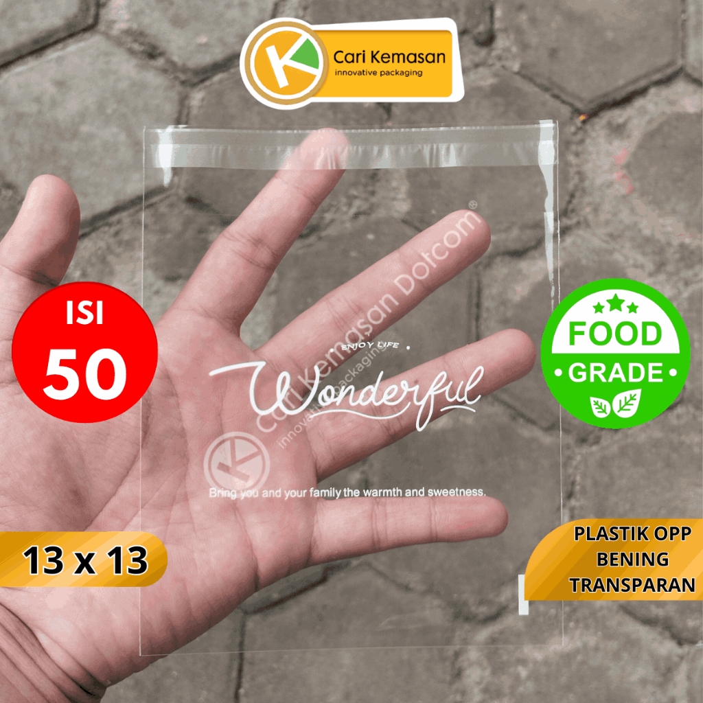 

[ISI 50] Plastik OPP 13x13 cm | Kemasan Kue Snack Roti Bening Food Grade
