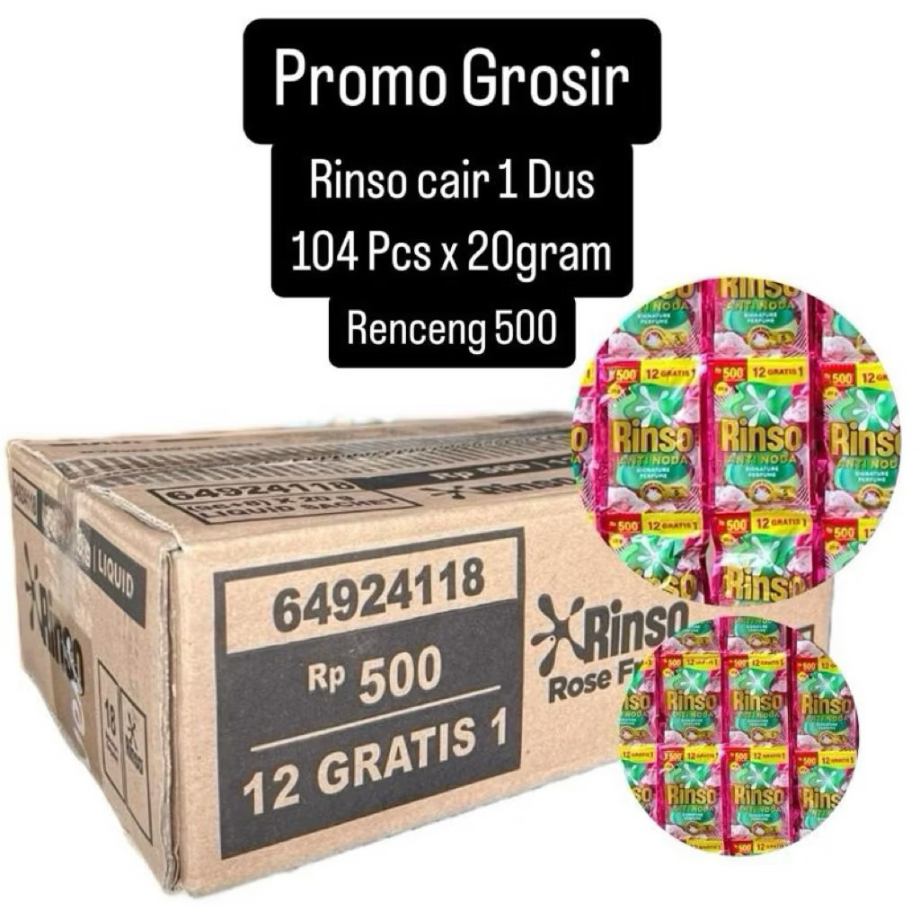 PROMO rinso cair kemasan 500 (1 dus)