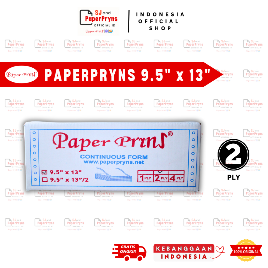 

PAPERPRYNS Kertas Continuous Form 9,5" × 13" (2 PLY) HVS Sheets