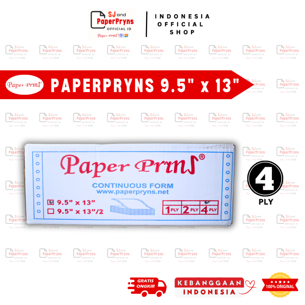 

PAPERPRYNS Kertas Continuous Form 9,5" × 13" (4 PLY) NCR Sheets