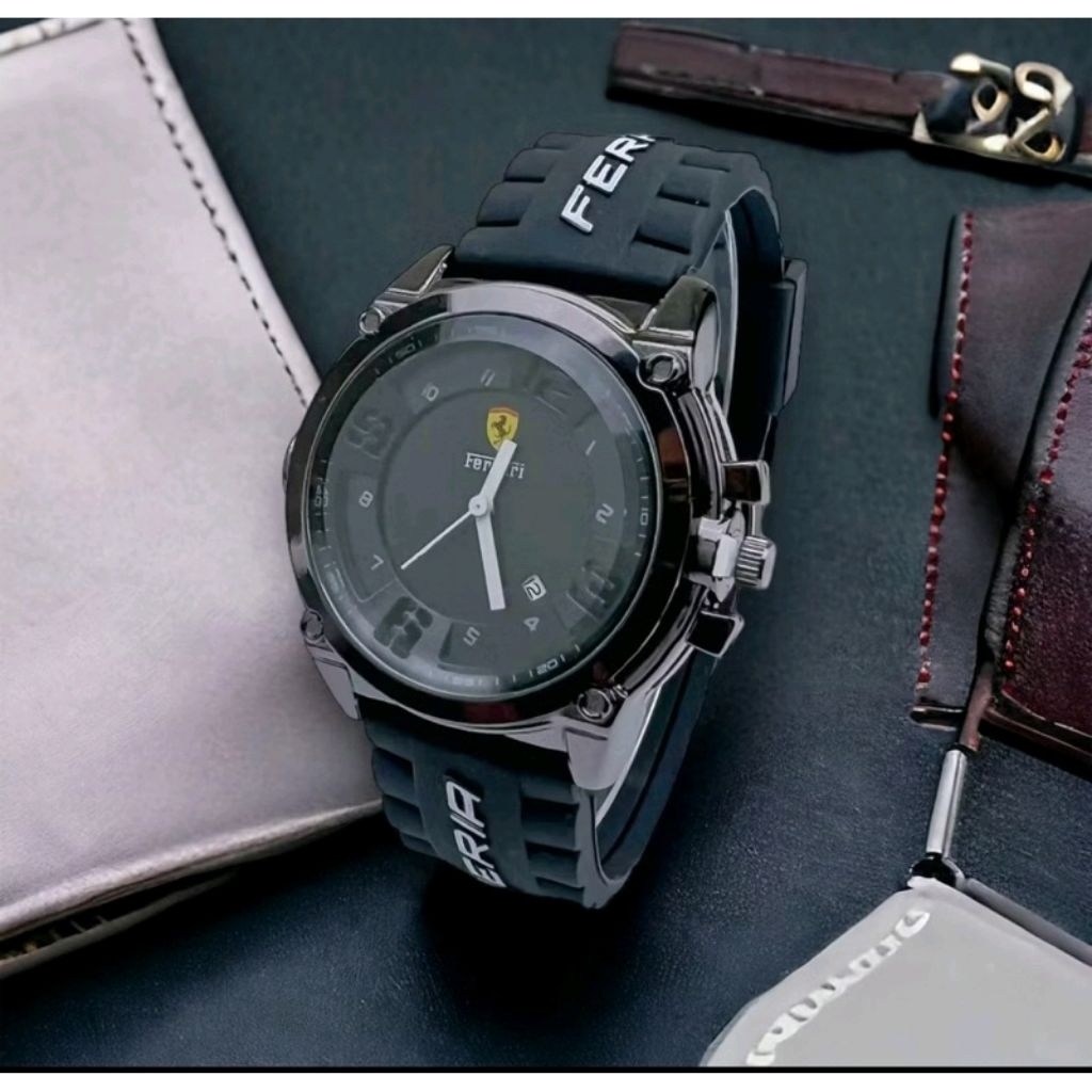 Jam tangan Pria Rubber Tanggal aktif Sporty keren dan Elegan